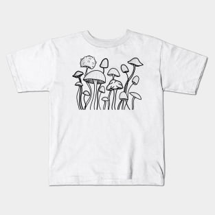 Mushrooms line art Kids T-Shirt